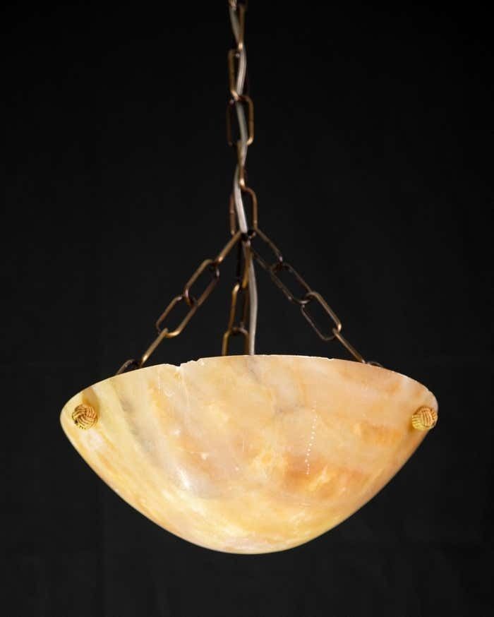 Great Design Antique Orange Alabaster Chandelier Pendant, Art Decò photo buy