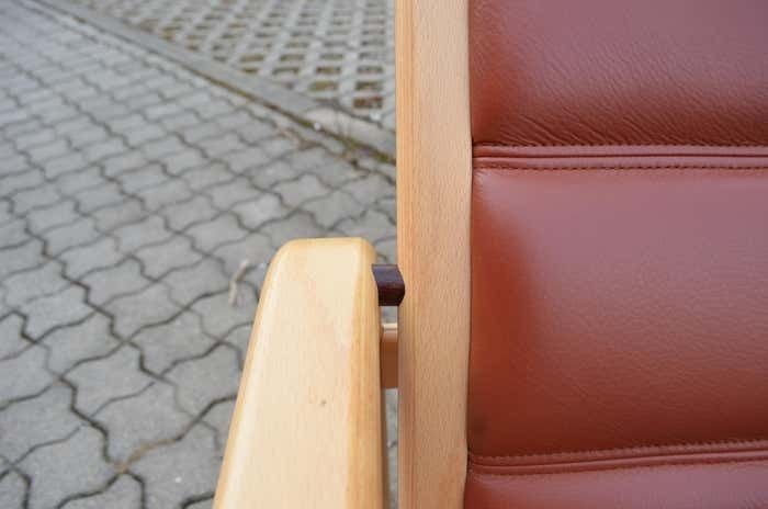 photo for sale Yngve Ekström Modell Melano Swedese Ox Red Leather Highback Lounge Chair Beech