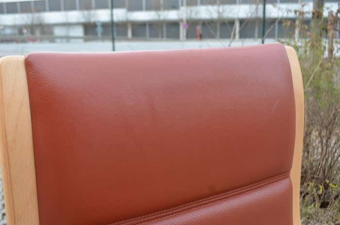 Furniture Yngve Ekström Modell Melano Swedese Ox Red Leather Highback Lounge Chair Beech photo