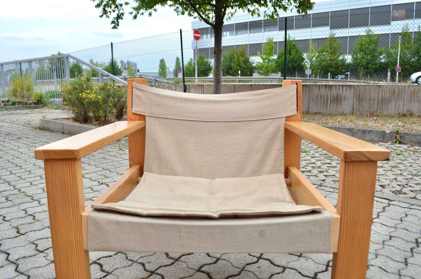 photo for sale Erik Worts Model Form Canvas Safari Spanish Pine Lounge Chair 1977 Vintage Ikea