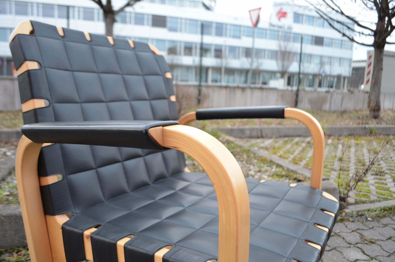 photo for sale Alvar Aalto For Artek Model 45 Armchair Chair Black Leather 1 Of 6