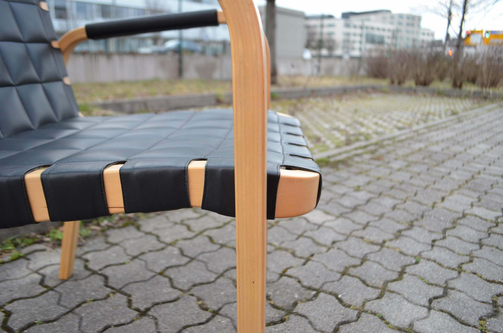 Furniture Alvar Aalto For Artek Model 45 Armchair Chair Black Leather 1 Of 6 photo