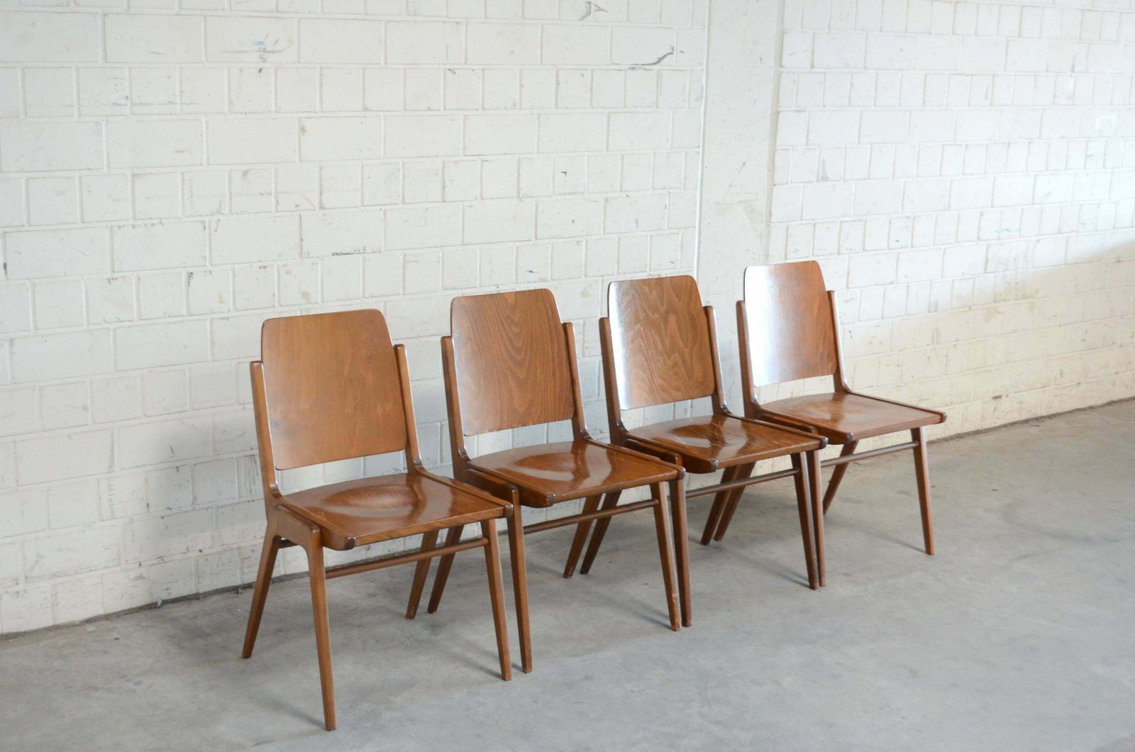 4 Set Of Original Austro Chairs By Franz Schuster For Wiesner Hager Austria 1959 photo Furniture