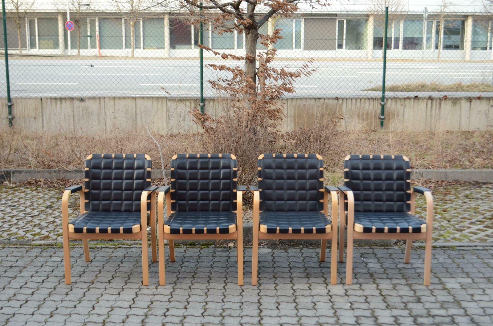 Alvar Aalto For Artek Model 45 Armchair Chair Black Leather 1 Of 4 photo for sale