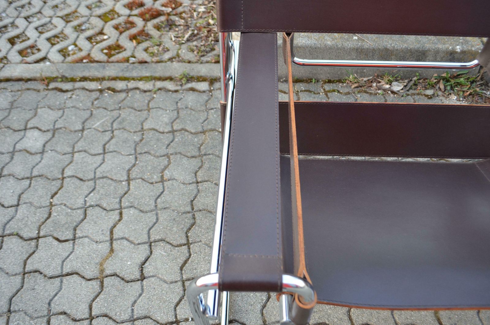 Furniture Knoll International Wassily Chair Design By Marcel Breuer Brown Saddle Leather photo