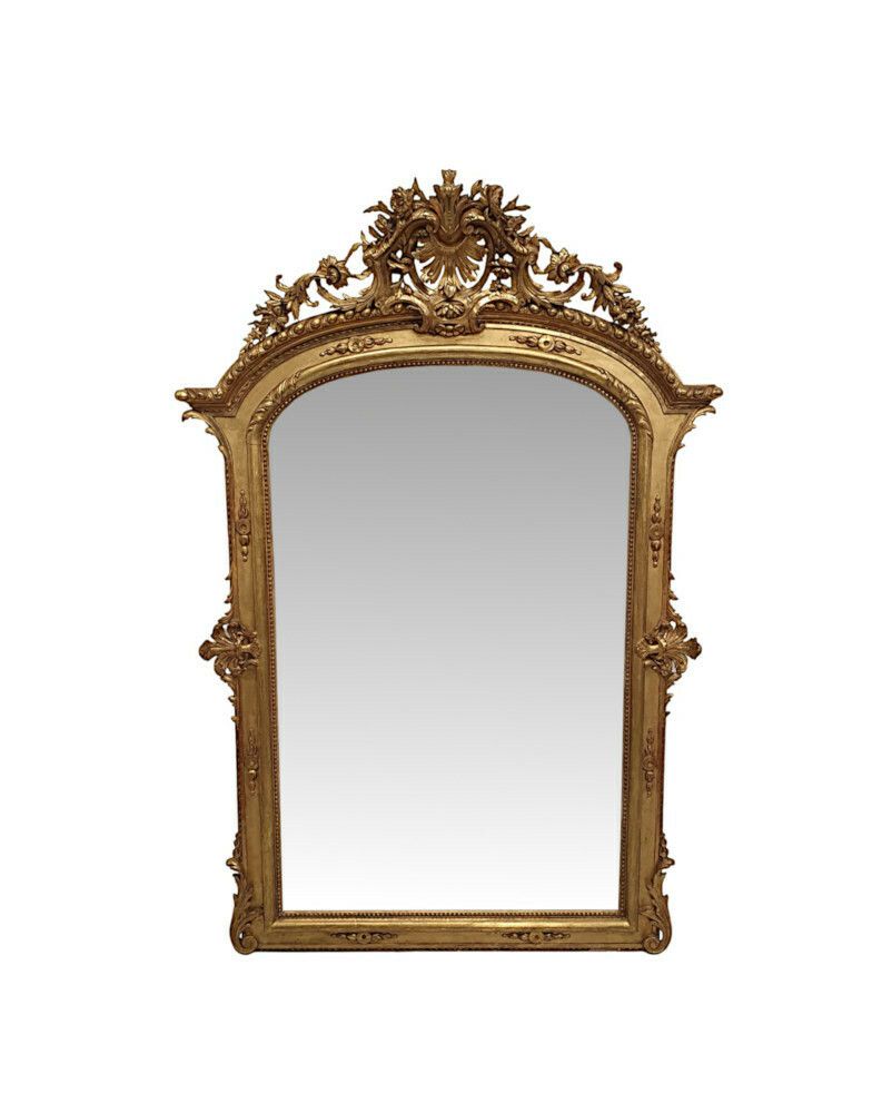 A Very Fine Large 19th Century Giltwood Overmantel Or Hall Mirror