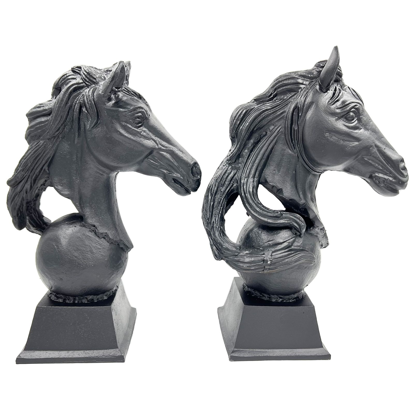 Matching Pair Of Metal Horse Busts, Mid 20th Century photo Art