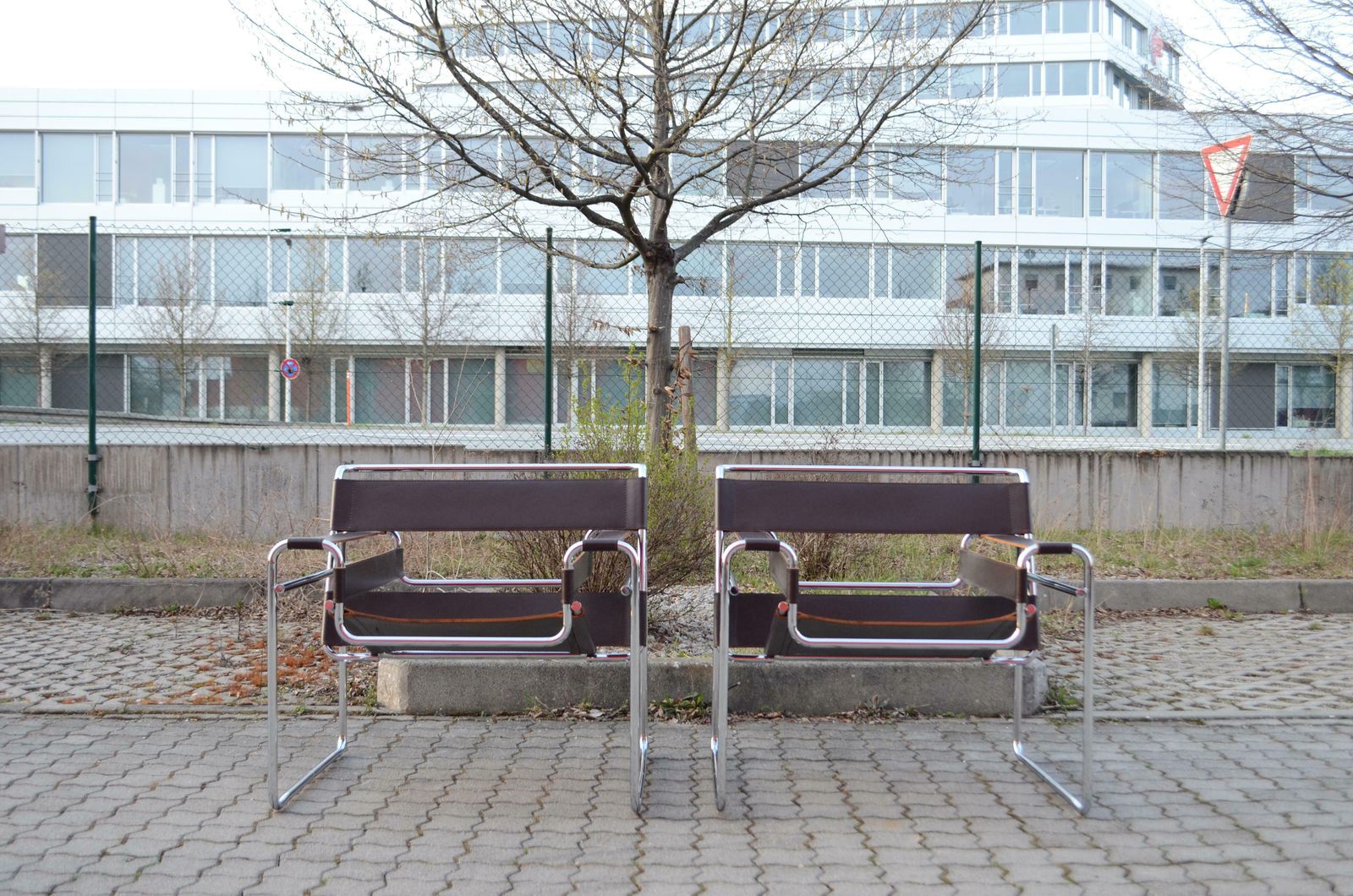 Knoll International Wassily Chair By Marcel Breuer Brown Leather Set Of 2 photo furniture