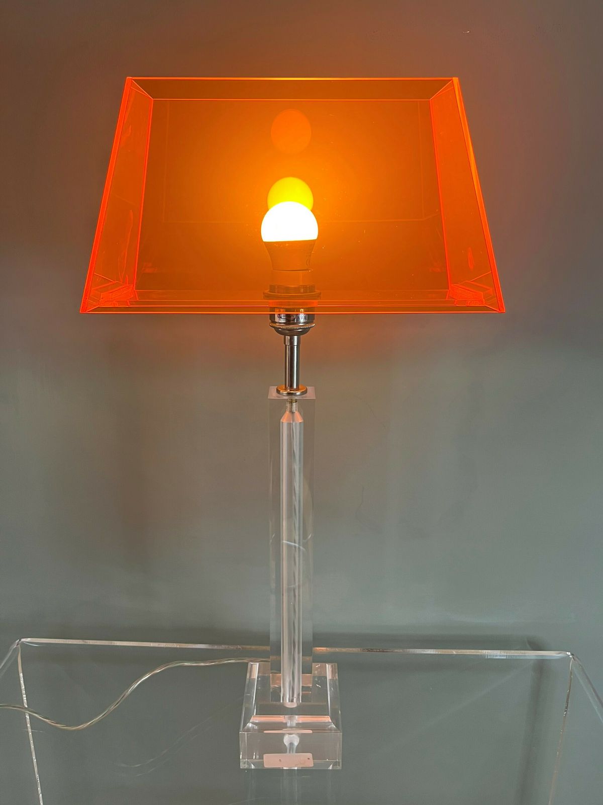 Early 21st Century Italian/English Acrylic Table Lamp With An Opaque Yellow Or Translucent Orange Acrylic Shade photo Lighting