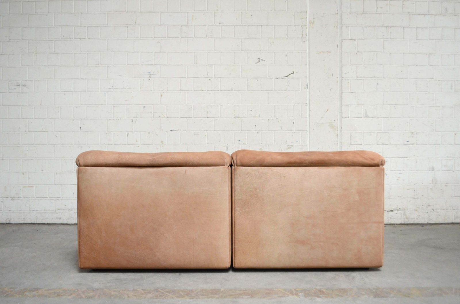 photo vintage De Sede Ds 46 Loveseat Neck Leather Sofa Modul Brown