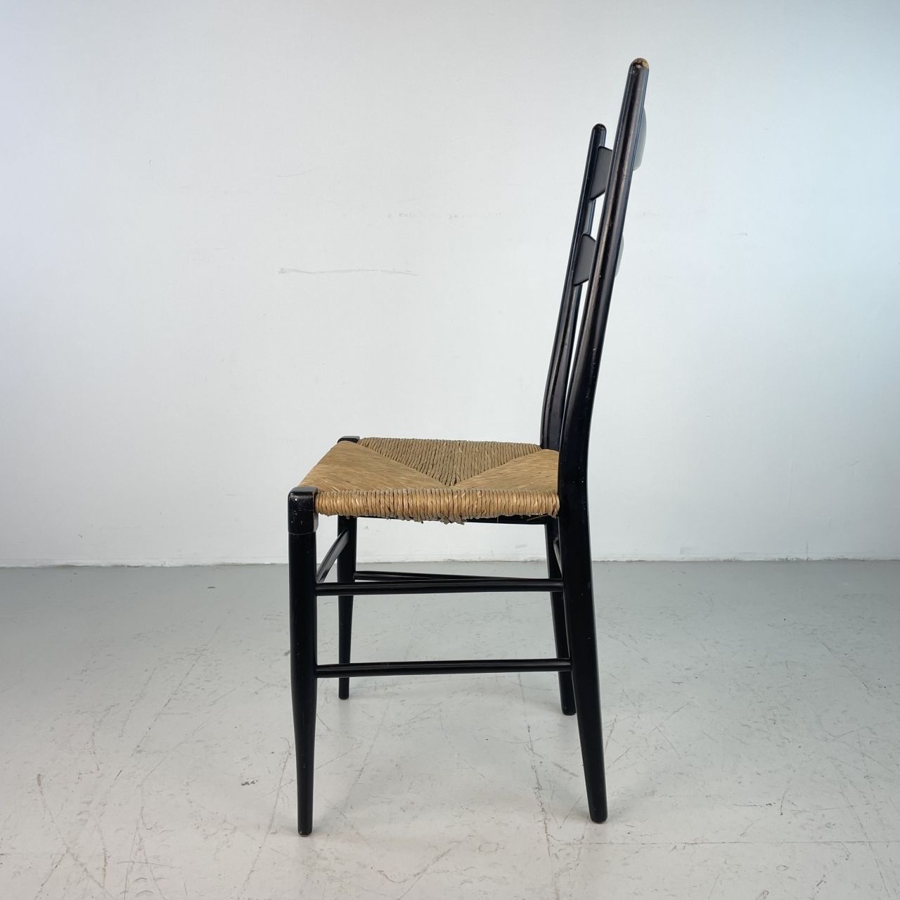 Midcentury Black Ebonised Gio Ponti Rope Chair photo for sale
