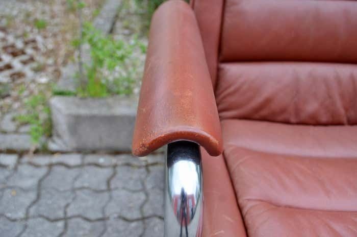 Jorgen Kastholm Red Leather Armchair Chair Modell 8400 For Kusch + Co Set Of 2 photo buy