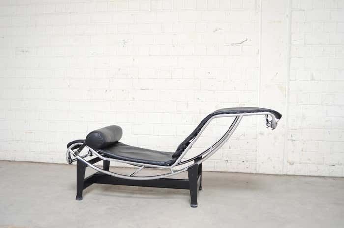 Le Corbusier Lc4 Black Leather Chaise Chaise Longue By Cassina photo for sale