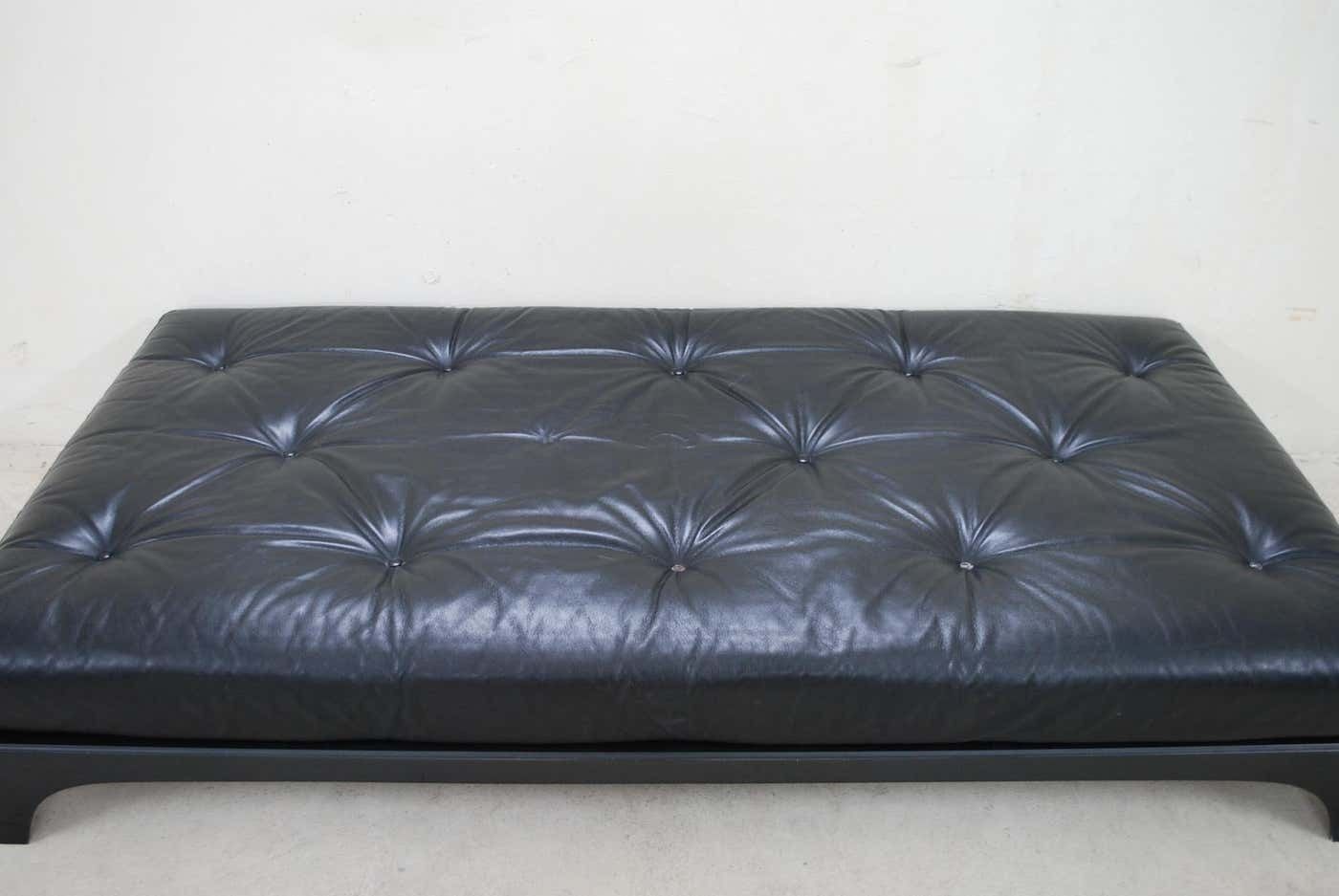 Vintage Fibreglass Black Leather Daybed photo vintage