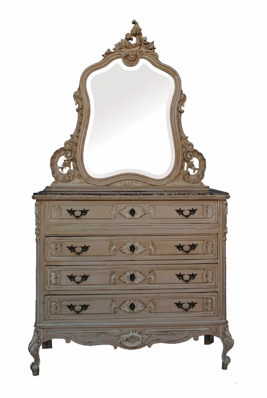 Gray Lacquered Louis XV Style Dressing Table Chest Of Drawers 1900