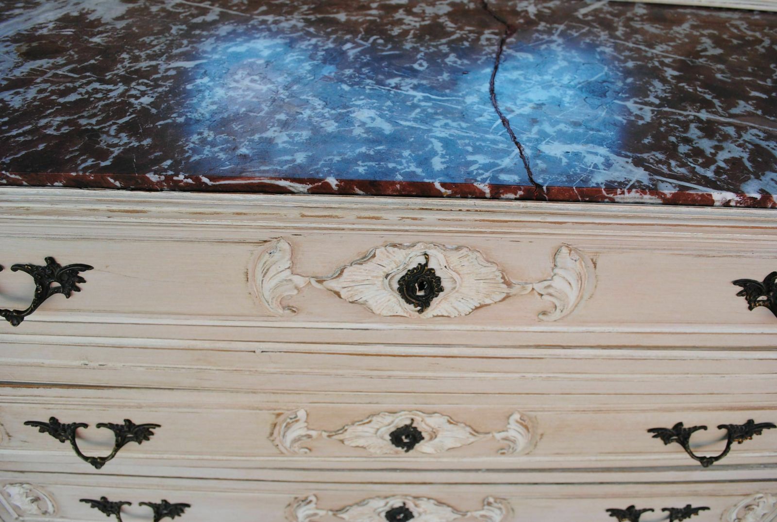 photo vinterior Gray Lacquered Louis XV Style Dressing Table Chest Of Drawers 1900