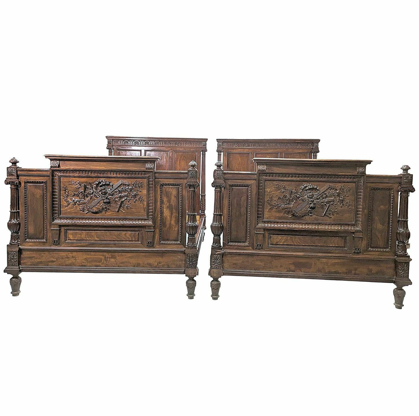 Pair Of Twin Beds In Louis XVI Style Exotic Wood