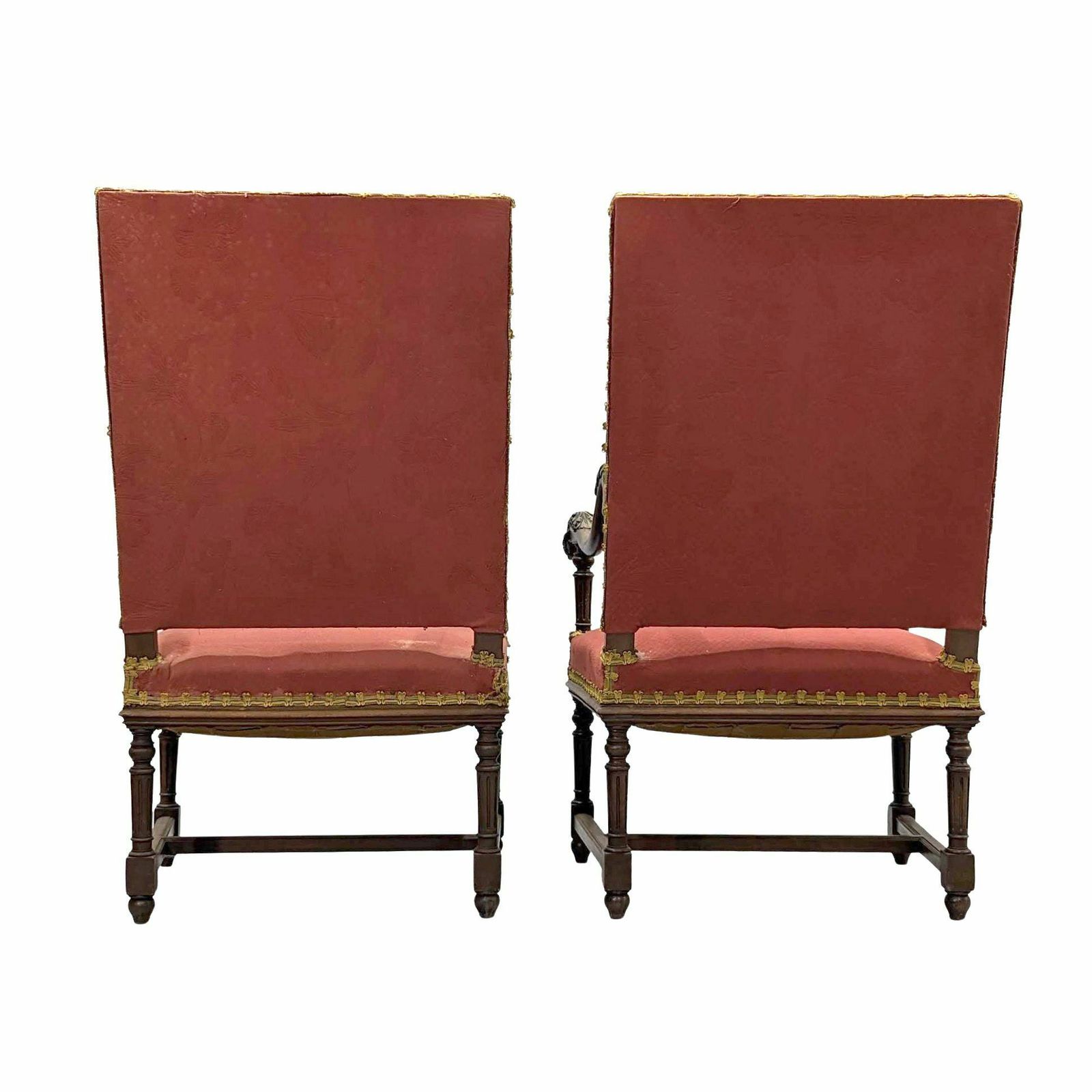 Pair Of Louis XIII Style Walnut Armchairs With Acanthus Leaves photo for sale