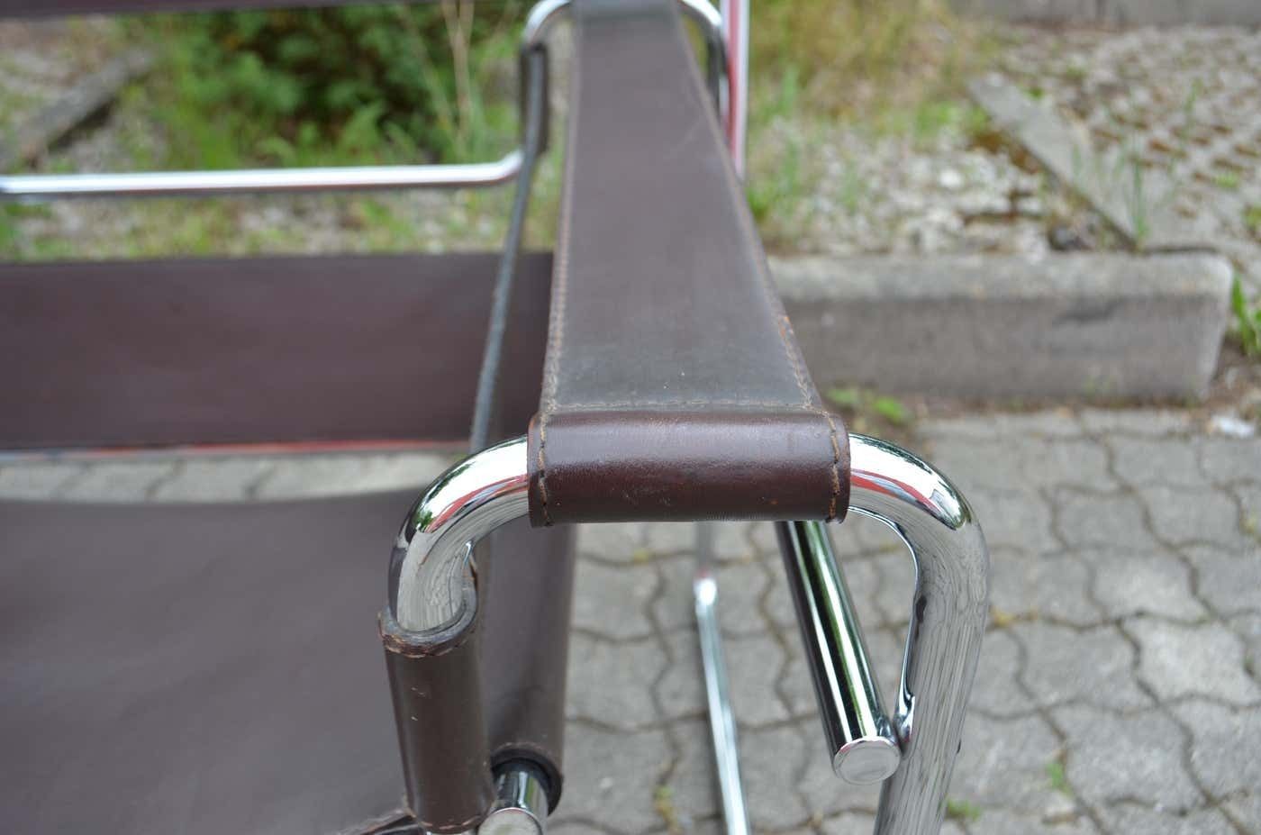 photo for sale Gavina Wassily Chair B3 Design By Marcel Breuer Dark Brown Saddle Leather