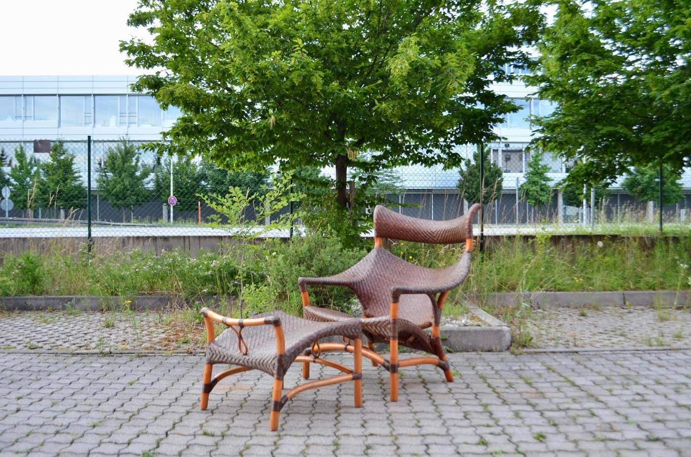 Woven Cane Bamboo Lounge Chair Yuzuru Yamakawa C, 261 Yamakawa Rattan photo for sale