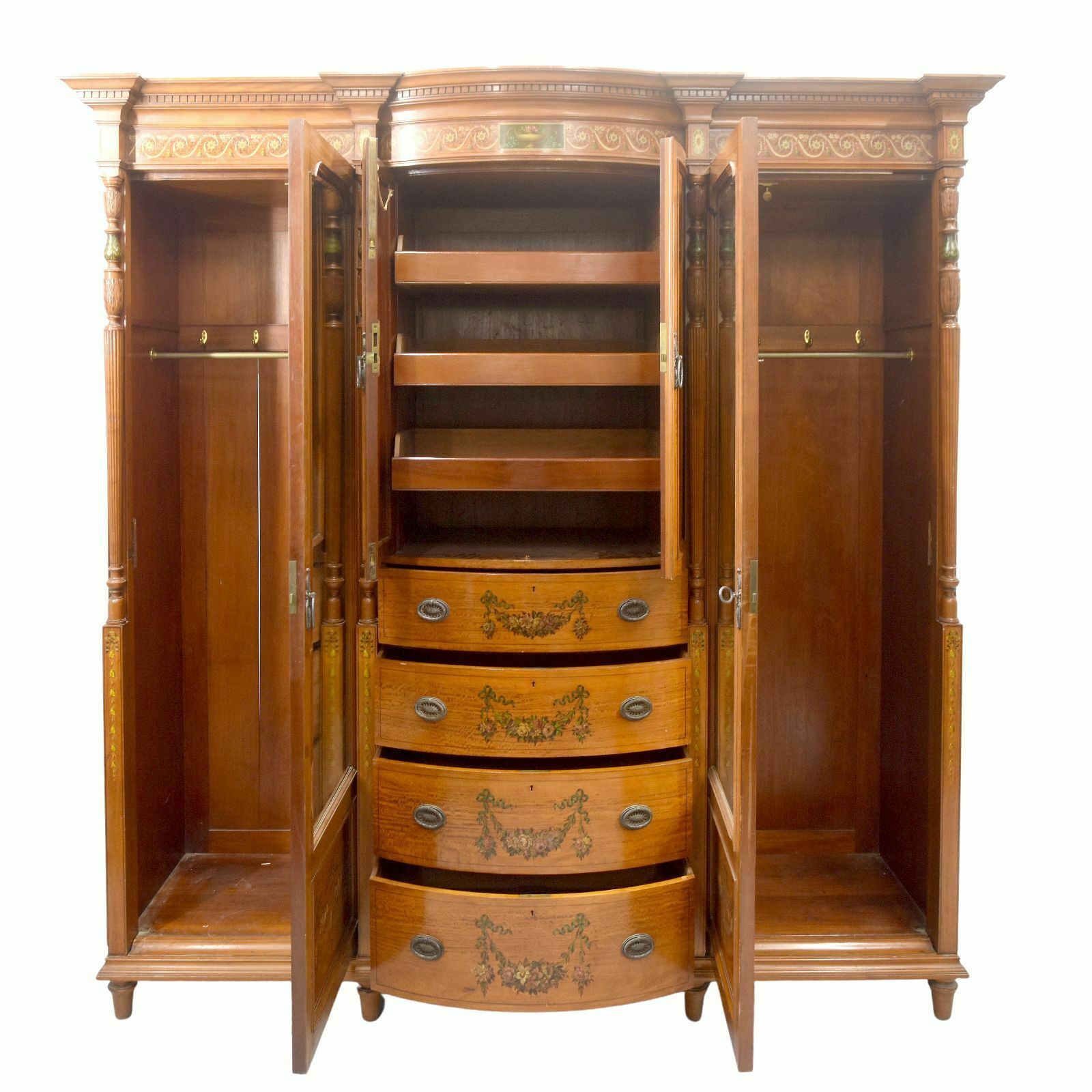 English Mirror Cabinet In Satin Mahogany Painted From The 19th Century photo furniture