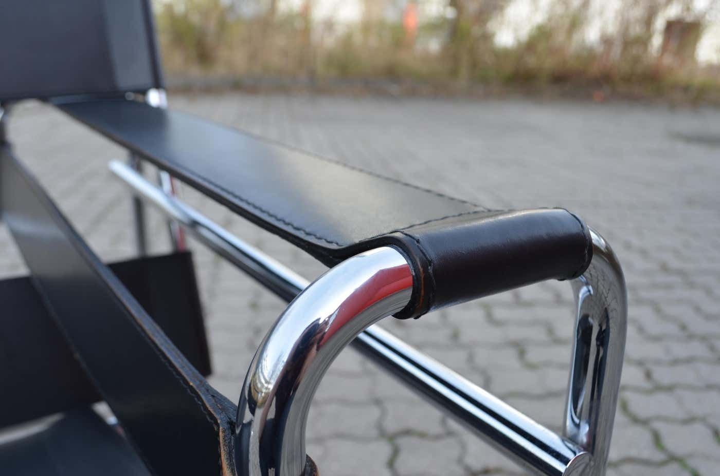 Knoll International Wassily Chair By Marcel Breuer Black Leather photo buy