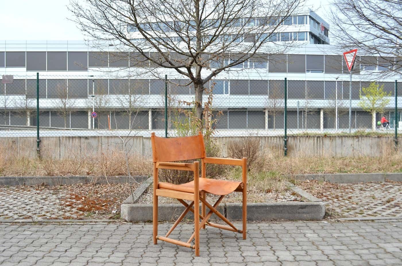 Horgen Glarus Modell 903 By Kurt Culetto Cognac Swiss Folding Spanish Chair photo for sale