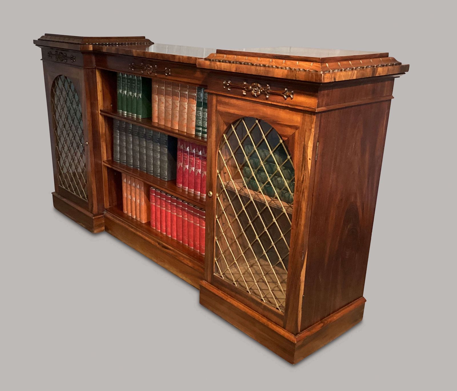 photo buy Handsome Regency Inverted Breakfront Bookcase / Cabinet