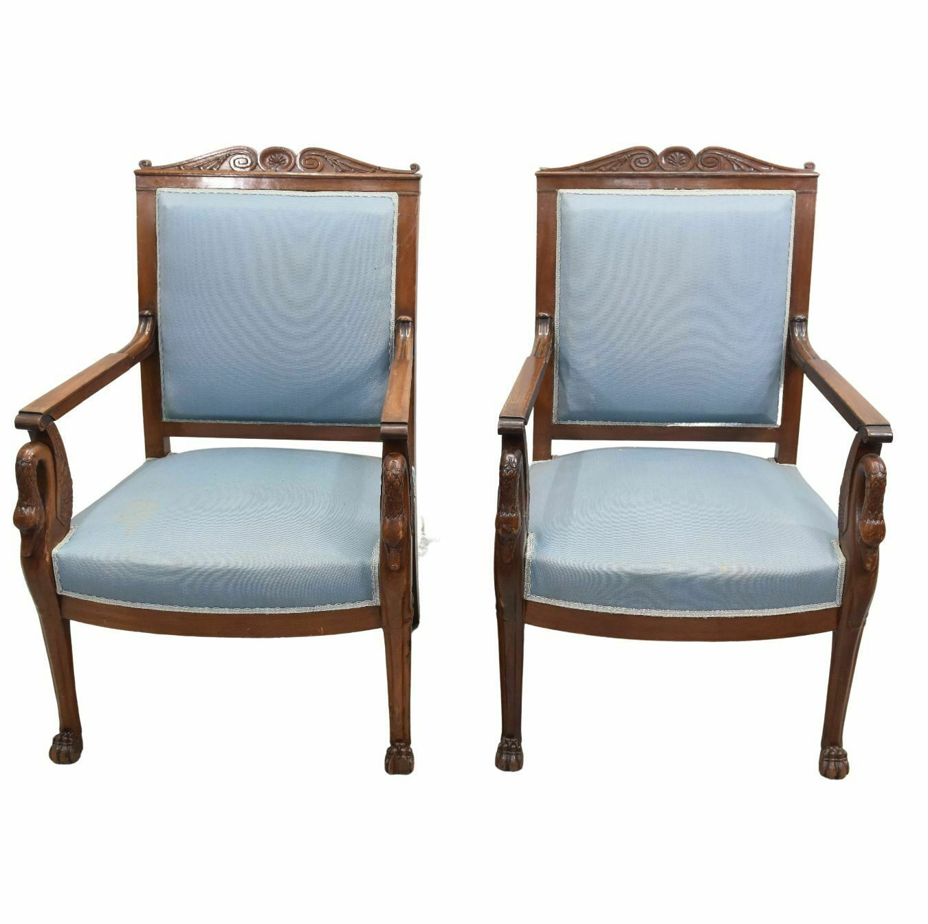 Pair Of 19th Century Mahogany Swan Neck Armchairs