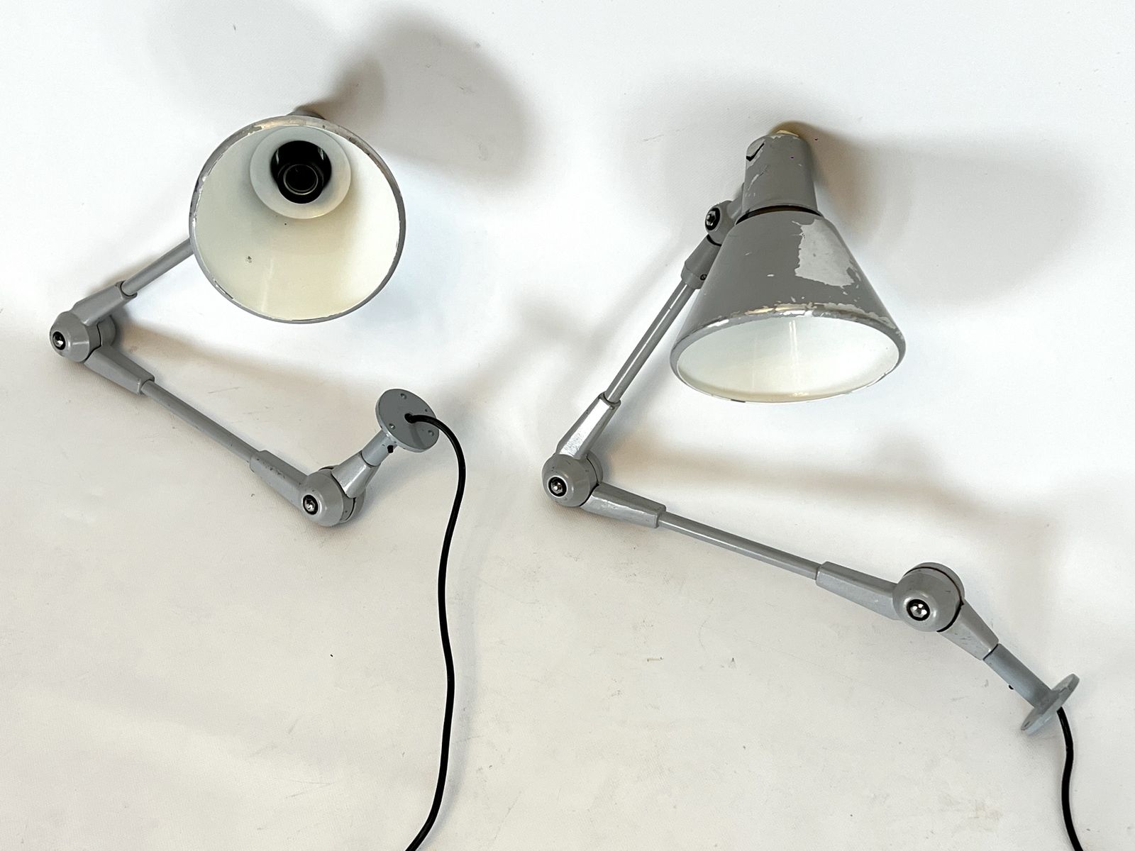 Mid Century Stilnovo, Set Of Two Rare Wall Lamps In Metal. Italy 1960s photo buy