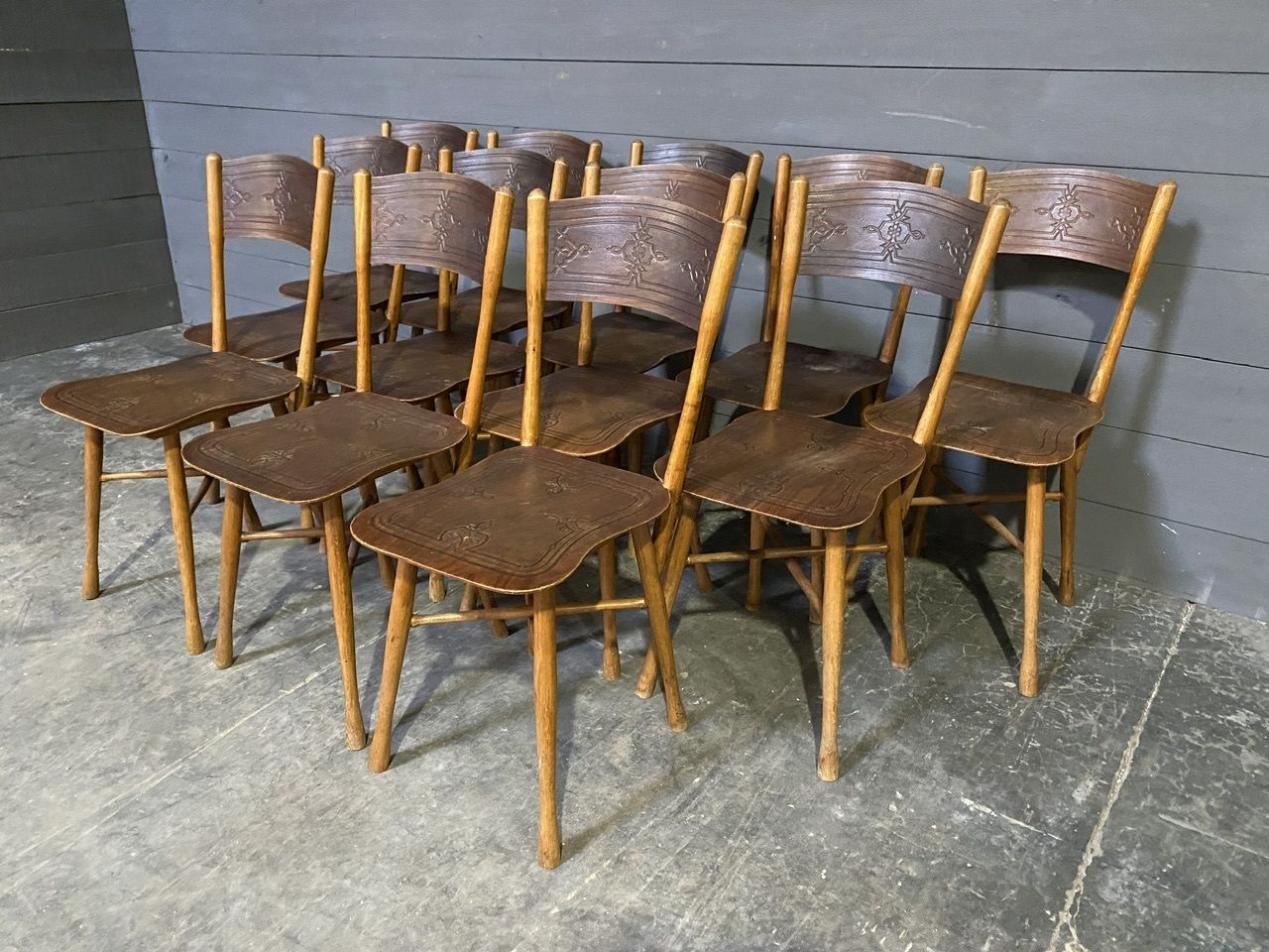 Extremely Rare Set 12 J & J Kohn Bentwood Bistro Dining Chairs photo Furniture