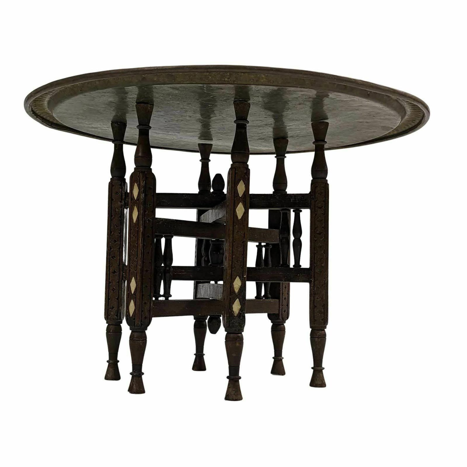 Oriental Embossed Brass Table From The Early 20th Century photo Furniture