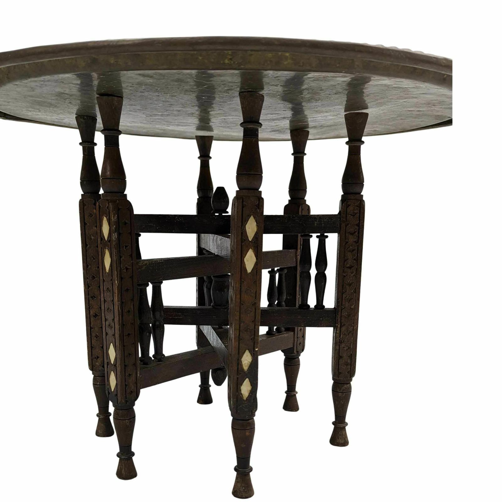 Oriental Embossed Brass Table From The Early 20th Century photo 487.0