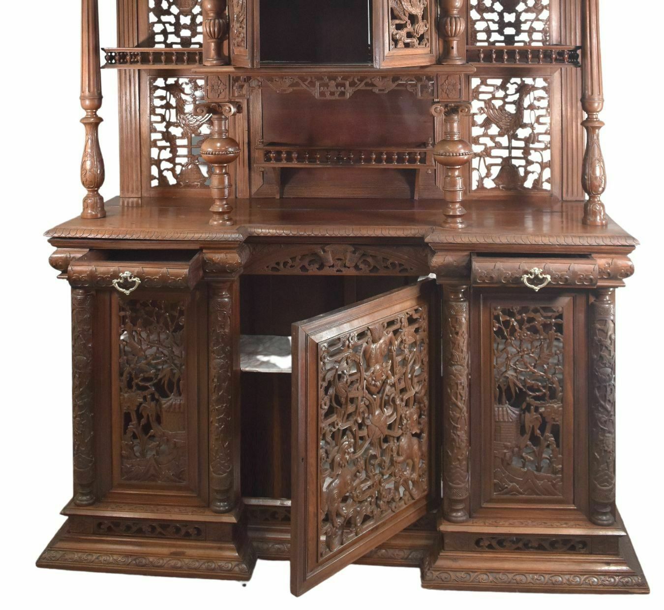 Spectacular Bahut Two Indochinese Bodies Decorated With Rosewood Dragons photo vinterior