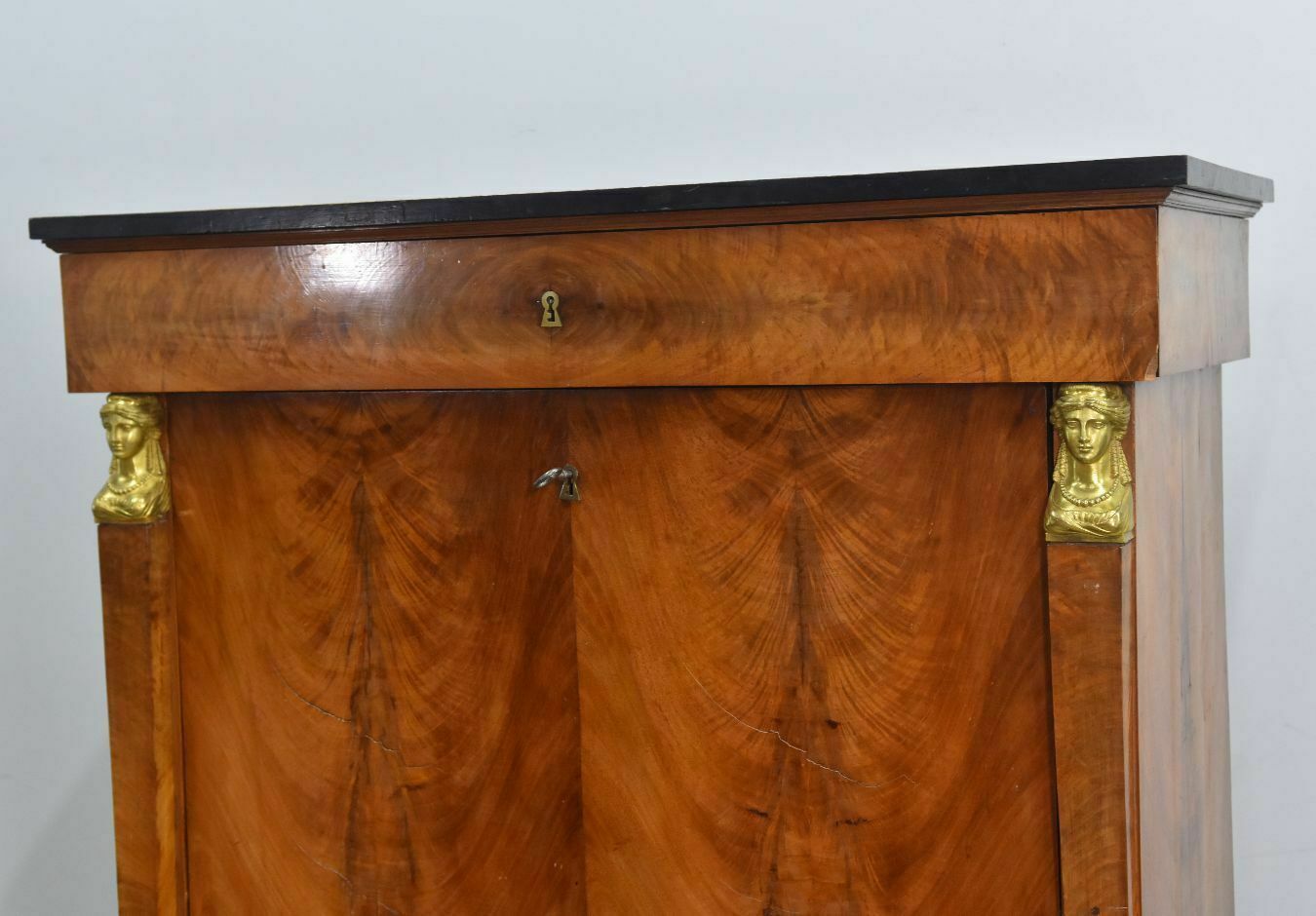 Empire Style Flamed Mahogany Secretary From The 19th Century photo furniture