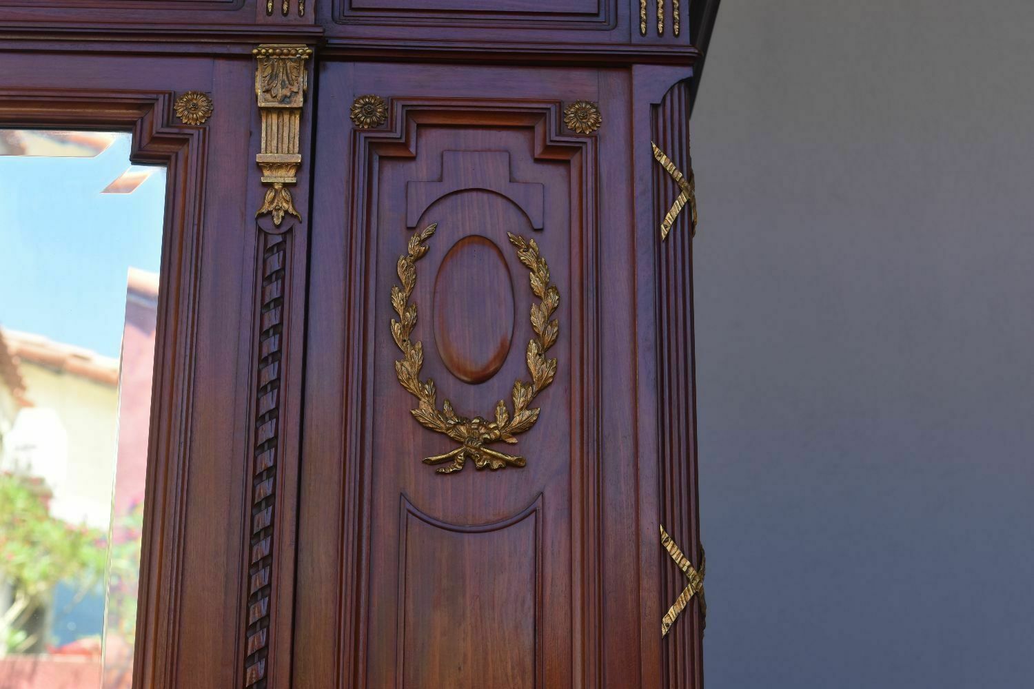 Louis XVI Style Mahogany Cabinet Gilded Bronze photo vintage