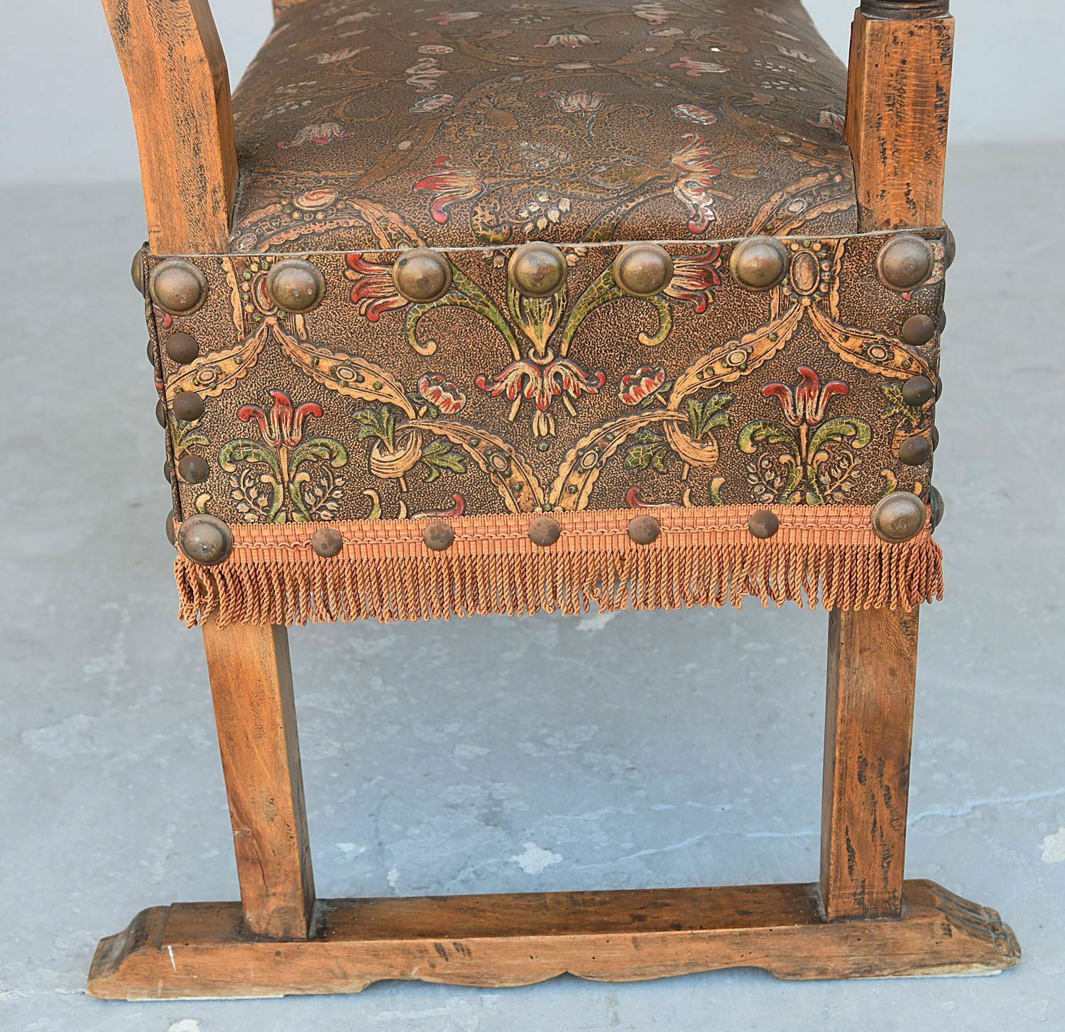 photo for sale Renaissance Walnut And Leather Style Lounge In Cordoba