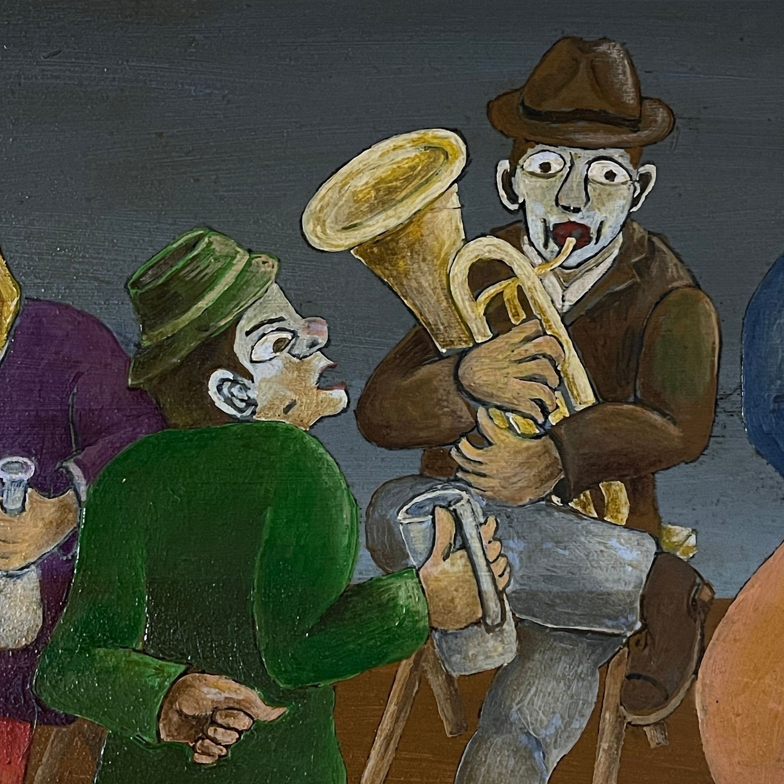 Schilderij Landelijk Feest In De Stijl Van Naïeve Kunst, Olieverf Op Hardboard, Oto Dobovišek, Joegoslavië 1973 photo 530.0