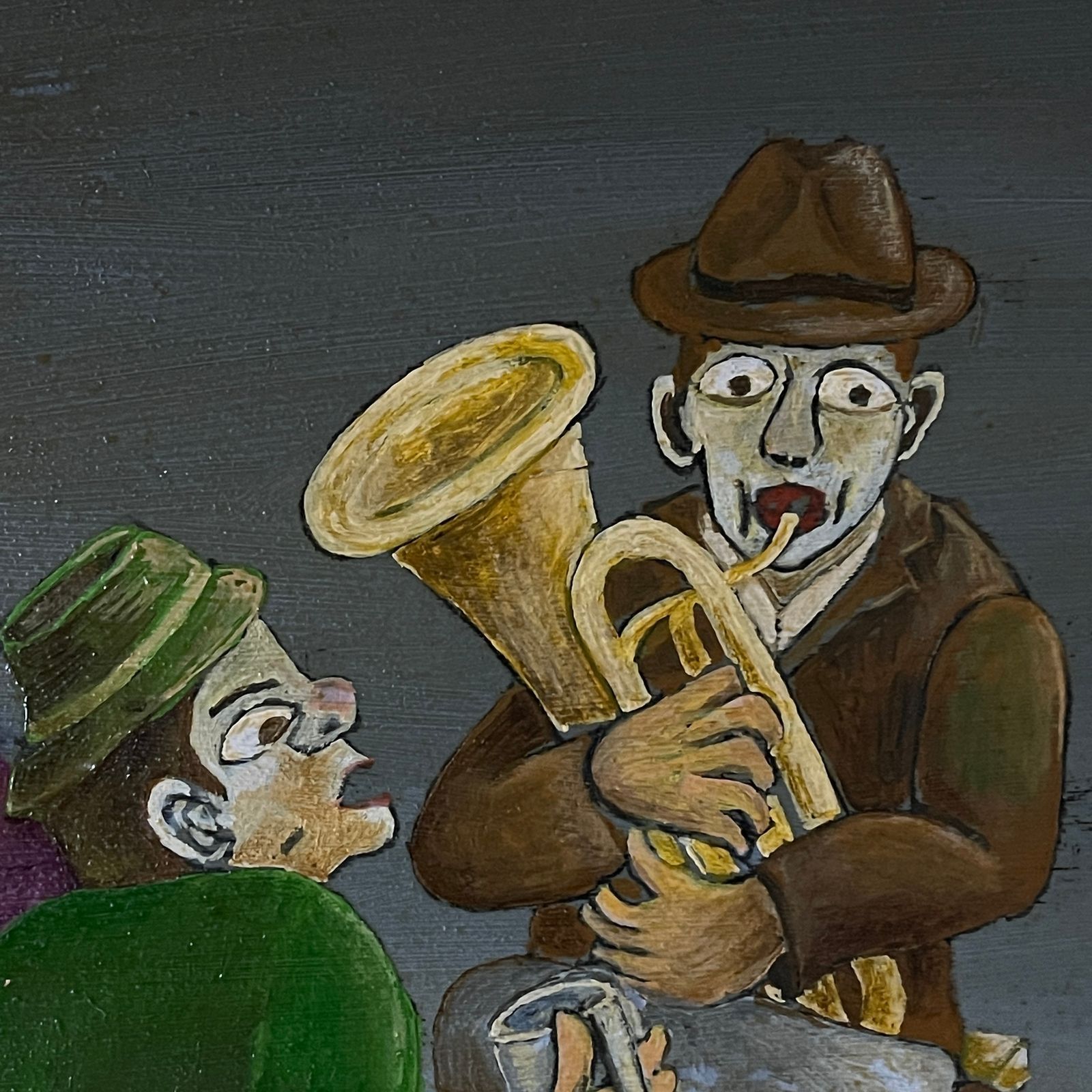 Painting Rural Feast In The Style Of Naive Art, Oil, Hardboard, Oto Dobovišek, Yugoslavia 1973 photo vinterior