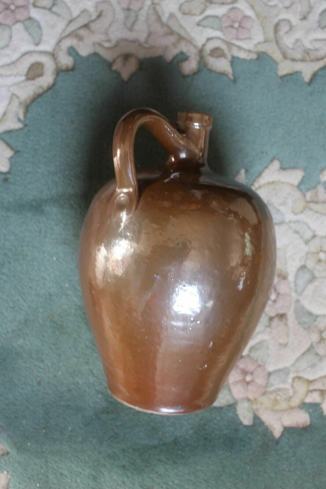 Antique French Terracotta Glaze Jug 19th C Hand Turned Clay Stoneware Pot photo Home Decor