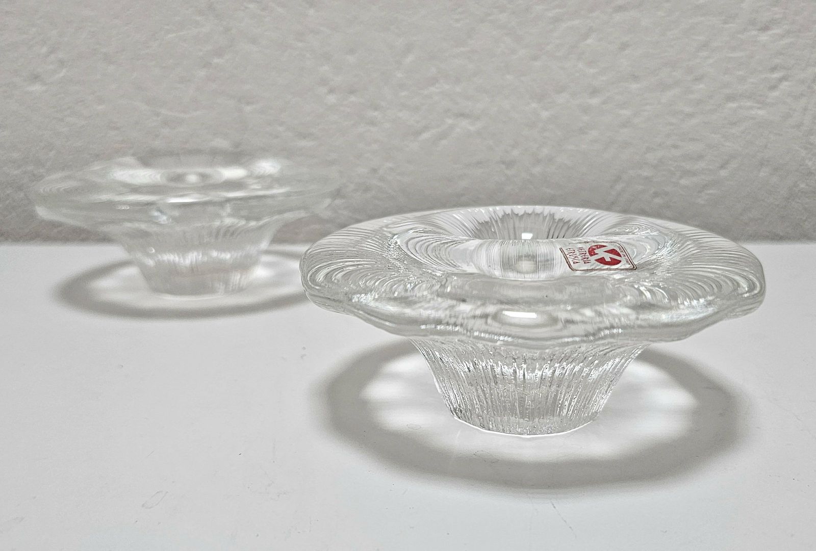 Pair Of Mid Century Modern Glass Candlestick Holders By Vetreria Etrusca // Made In Italy In 1970s photo Home Decor