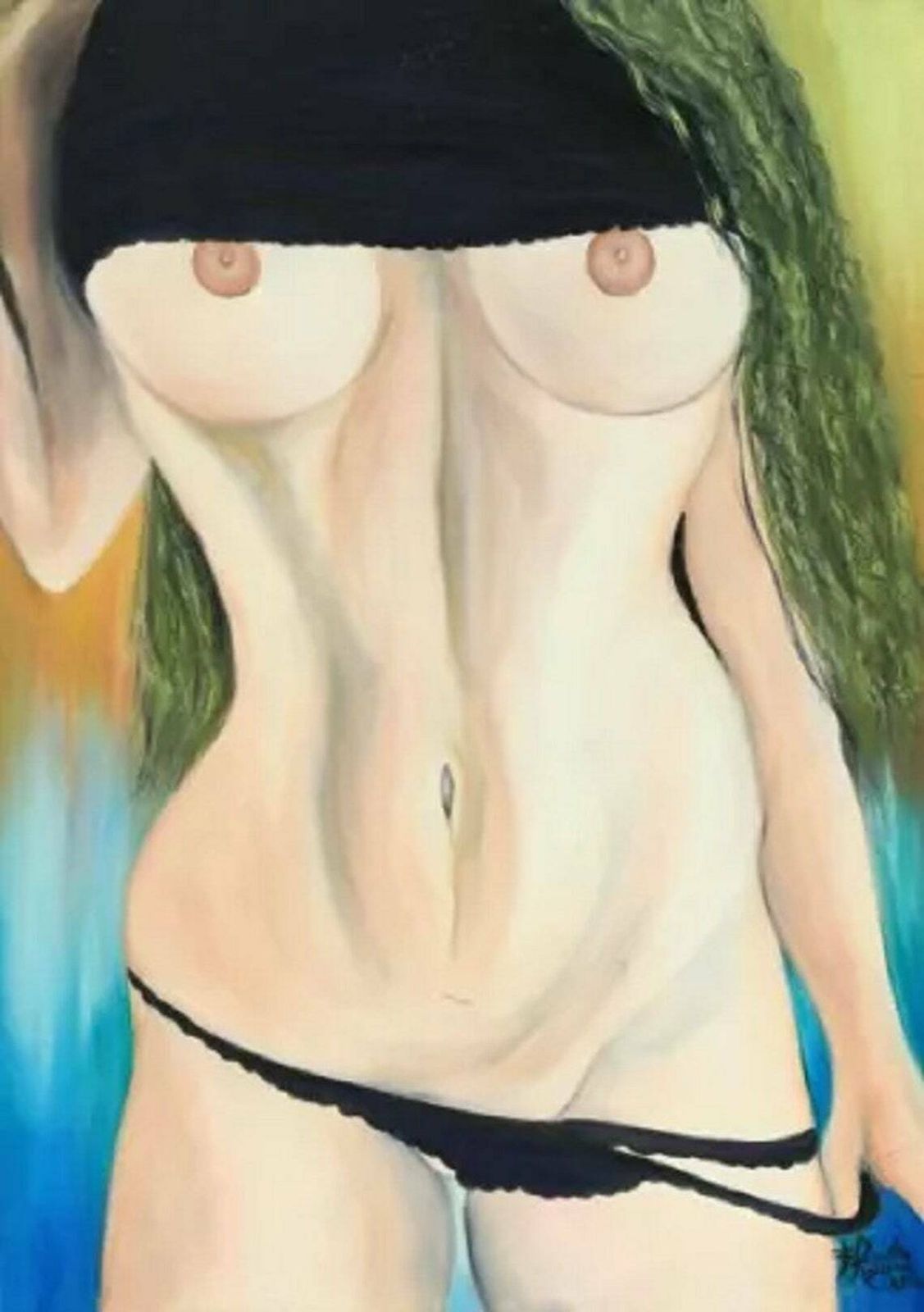 Oil Painting. (Signed), Pattern "Nu Feminino." Original Oil Painting
