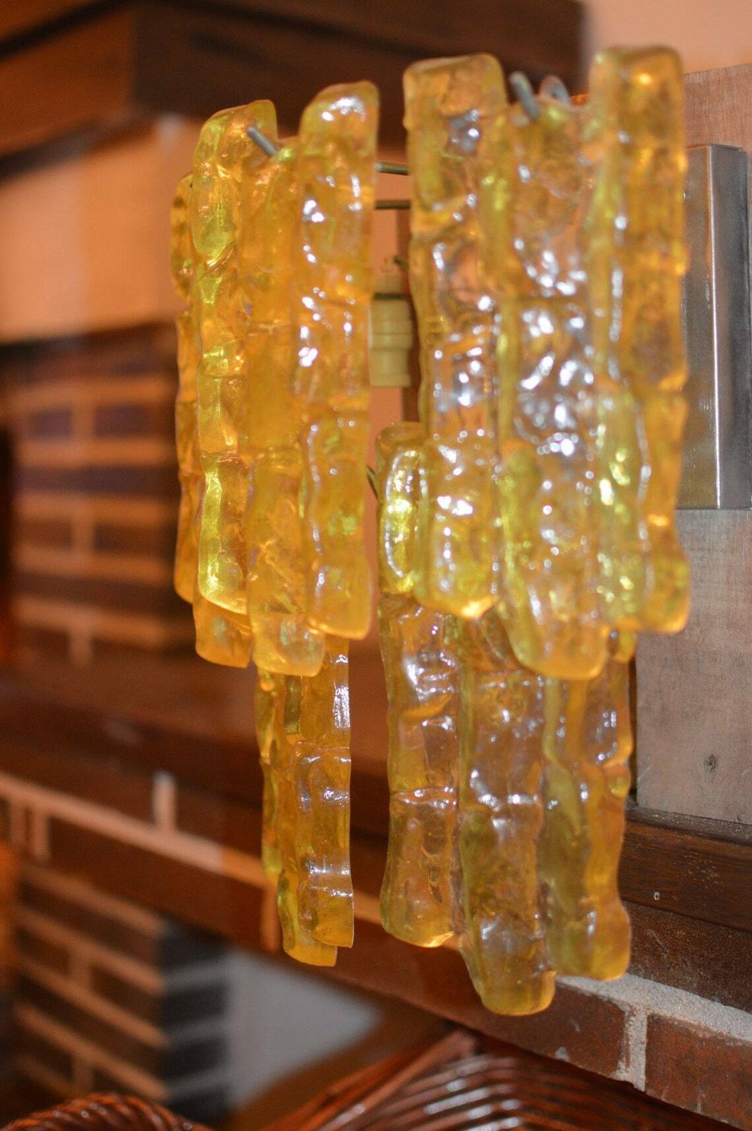 Vintage Ice Glass Wall Sconce/Lamp , Mid Century, Kalmar, Kaiser Leuchten,Doria,Limburg Era Germany 1970s photo Lighting
