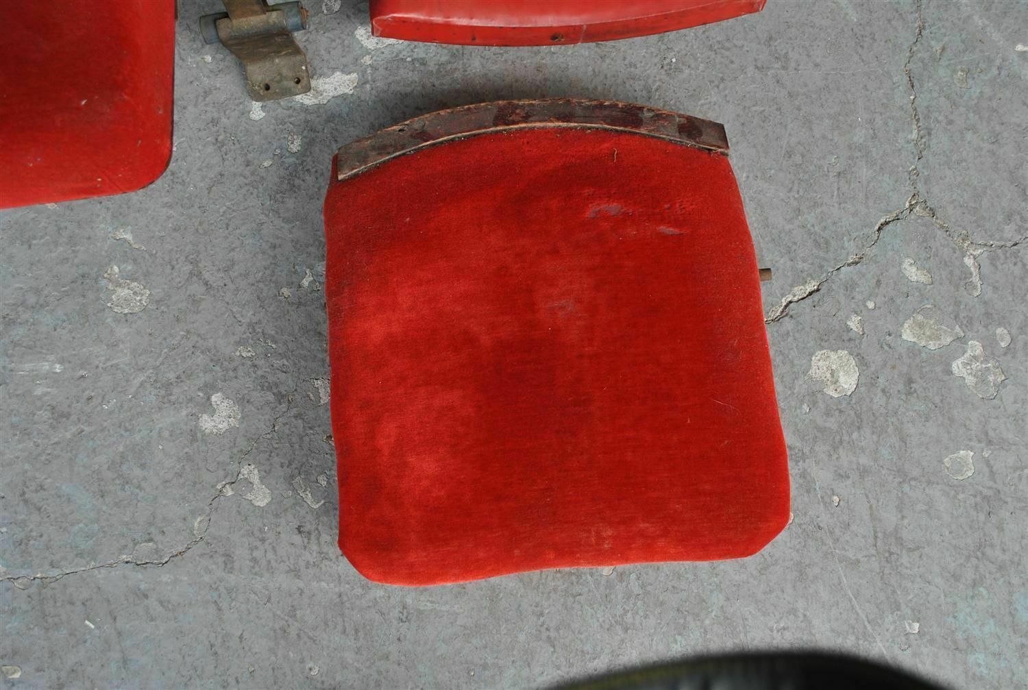 Series Of 5 Red Skai And Patinated Cast Iron Theater Armchairs photo vinterior