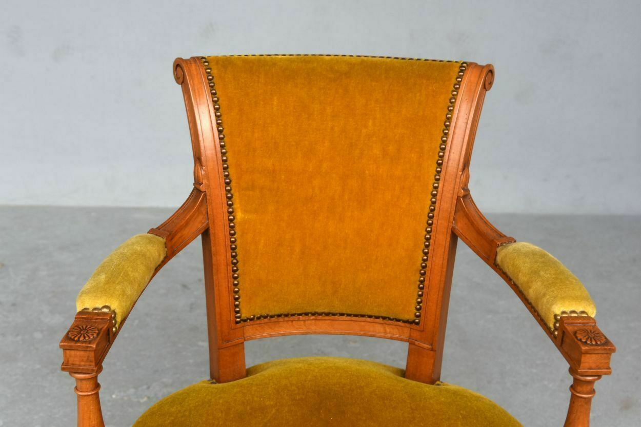 Directoire Style Armchairs In Velvet Cherry (Pair) photo for sale