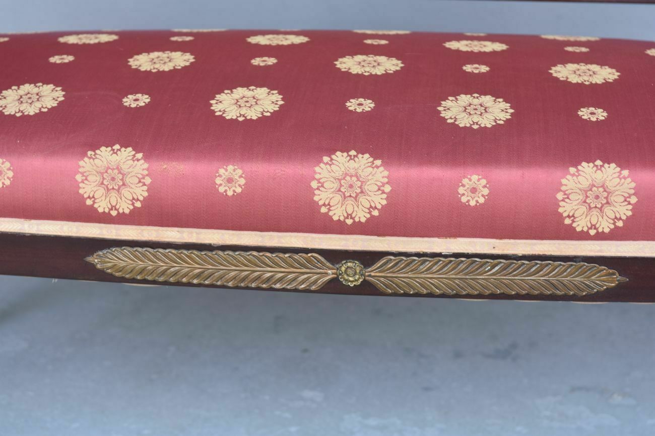 Empire Style Mahogany And Gilded Bronze Living Room Upholstered In 19th Century Silk photo vintage