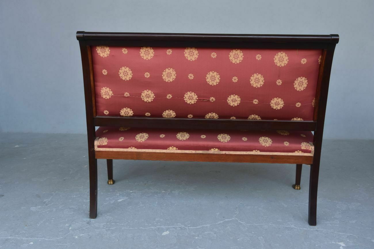 4212.0 Empire Style Mahogany And Gilded Bronze Living Room Upholstered In 19th Century Silk photo