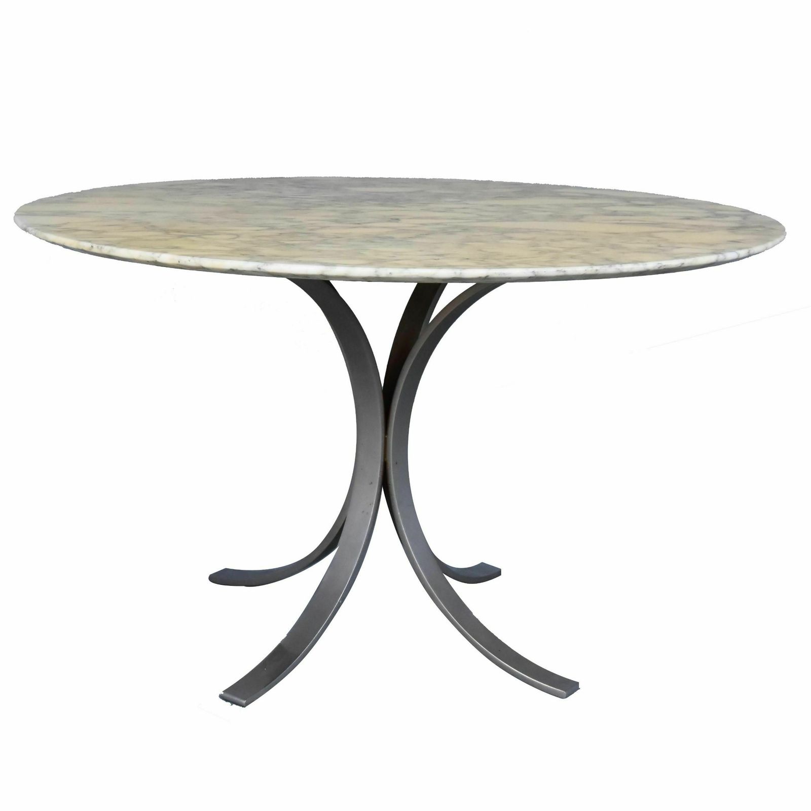 Vintage Table 1970 Brushed Metal And Marble O. Borsani