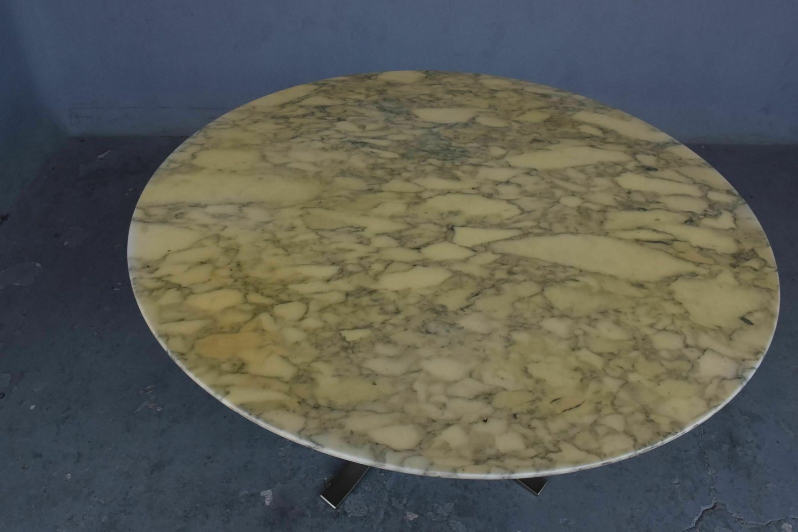 Vintage Table 1970 Brushed Metal And Marble O. Borsani photo for sale