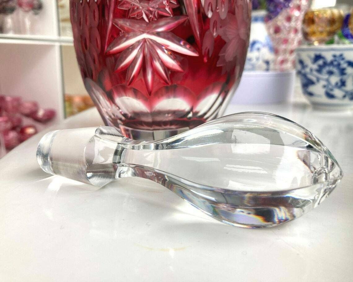 Nachtmann Grapes Red | Crystal Decanter (1) And Wine Glasses (6) | Golden Red | Vintage photo 726.0